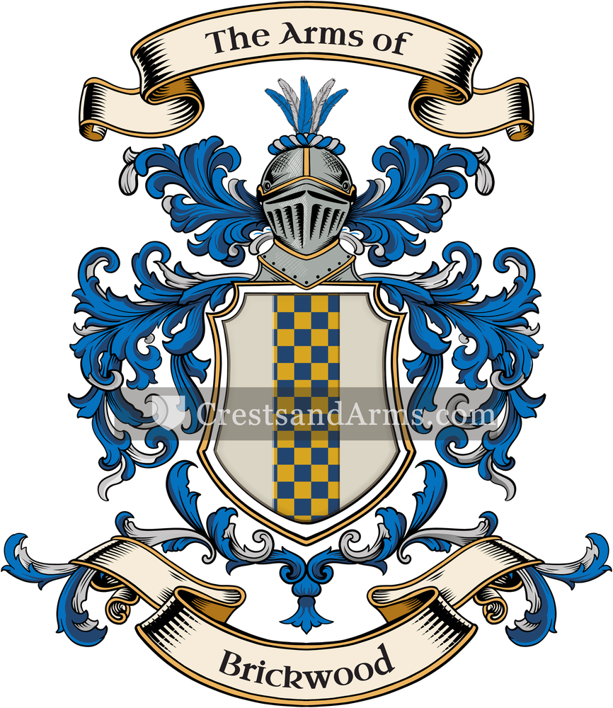 The Brickwood coat of arms, drawn from the recorded blazon