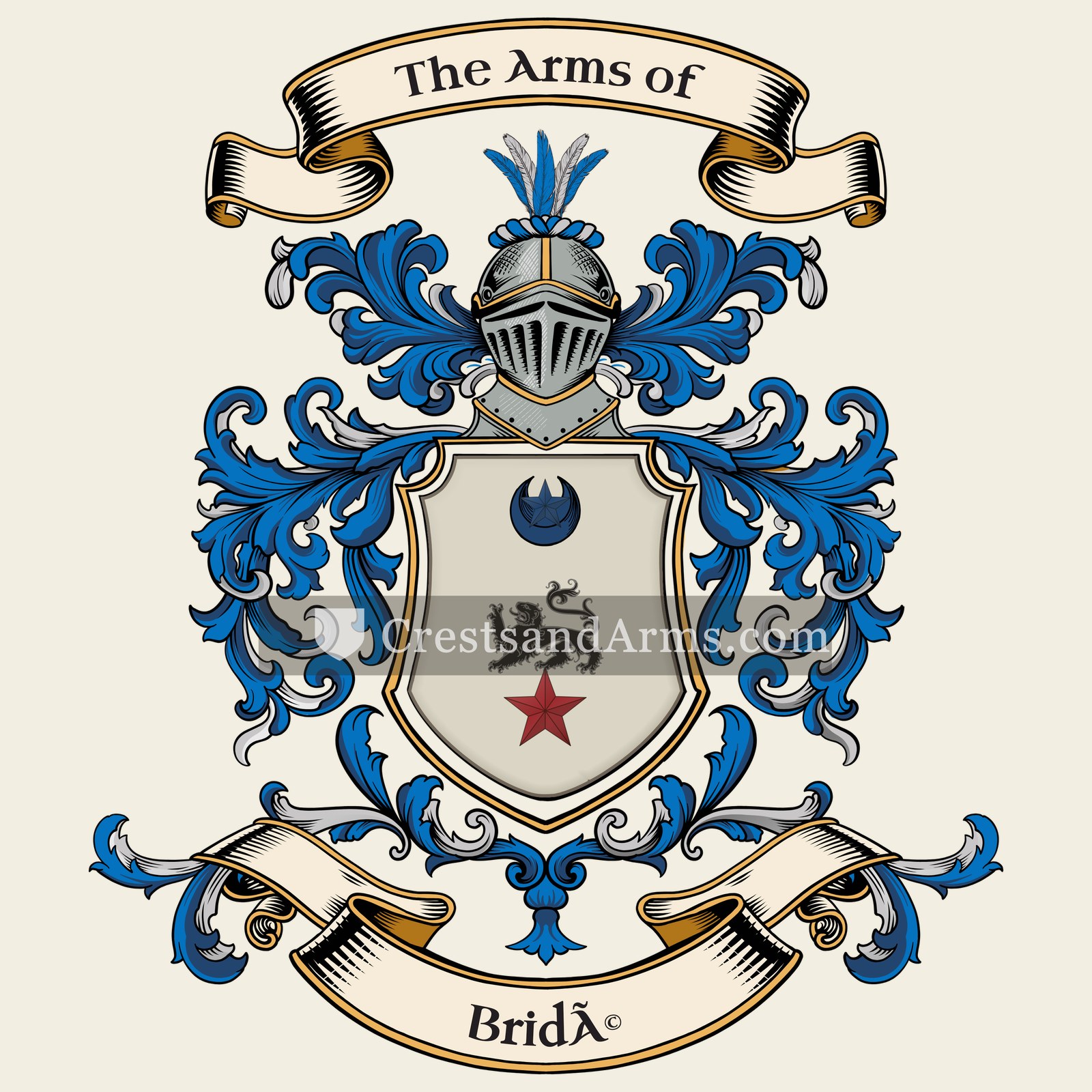 The Bridé coat of arms, drawn from the recorded blazon