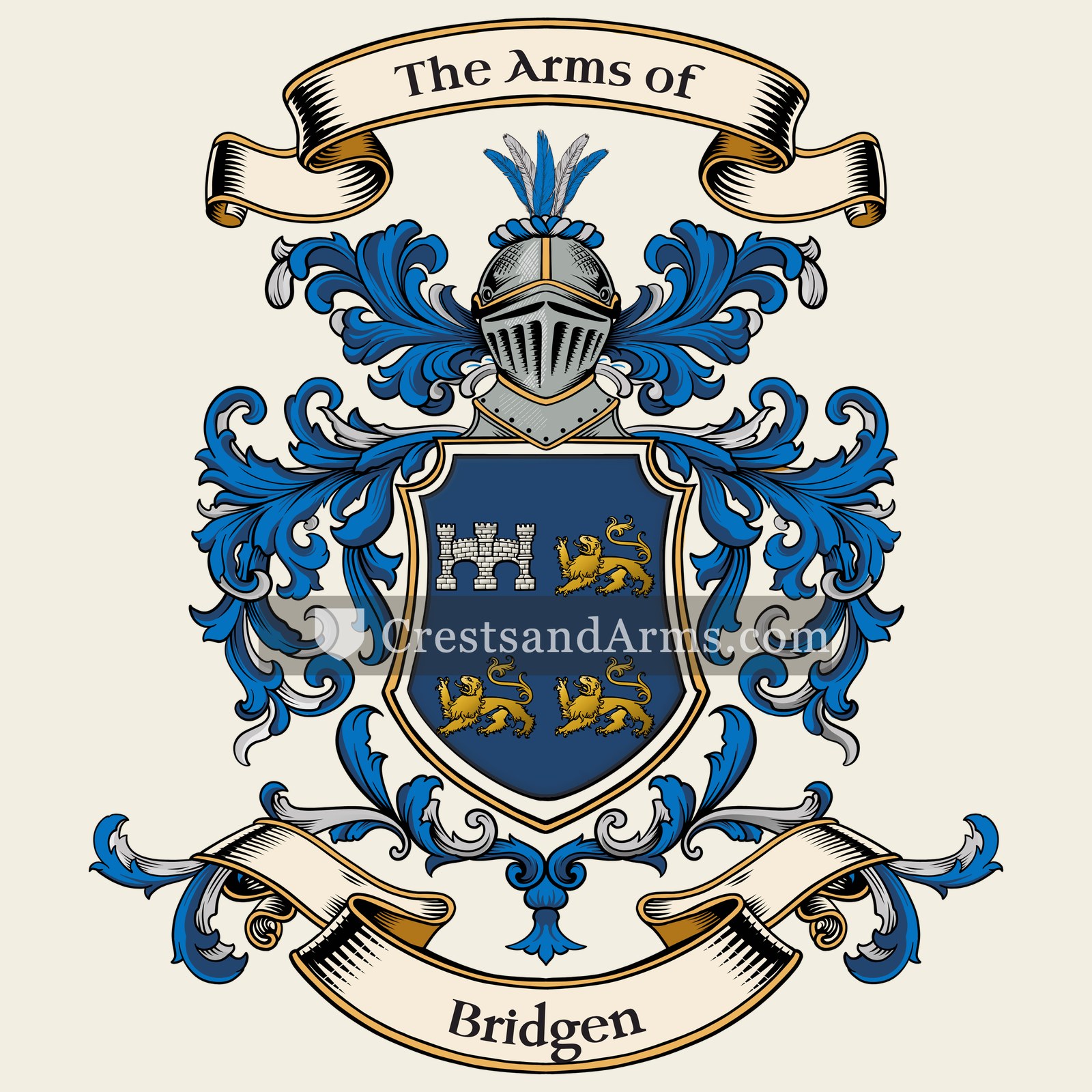The Bridgen coat of arms, drawn from the recorded blazon