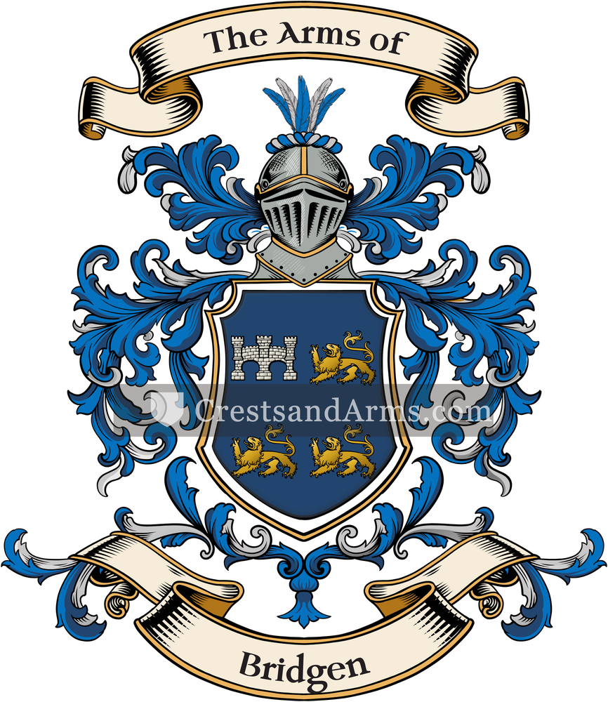 The Bridgen coat of arms, drawn from the recorded blazon