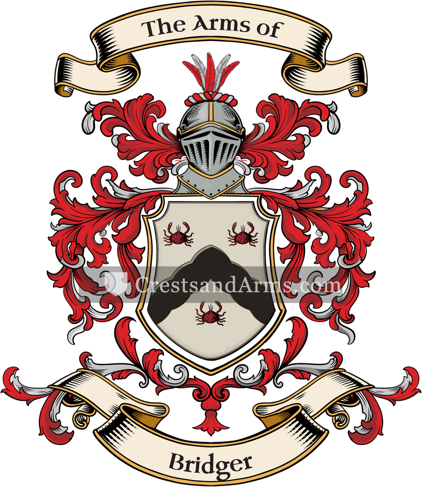The Bridger coat of arms, drawn from the recorded blazon