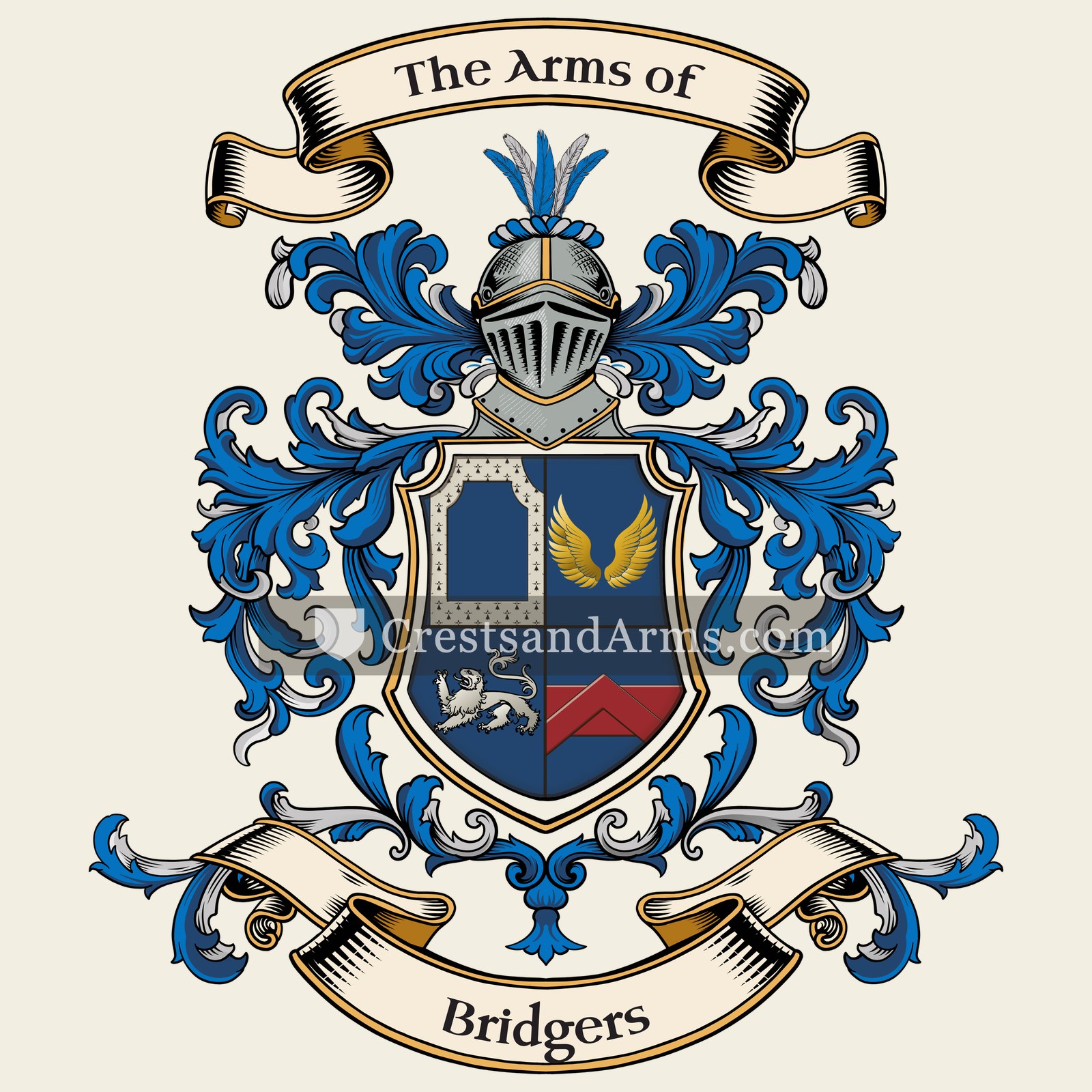 The Bridgers coat of arms, drawn from the recorded blazon