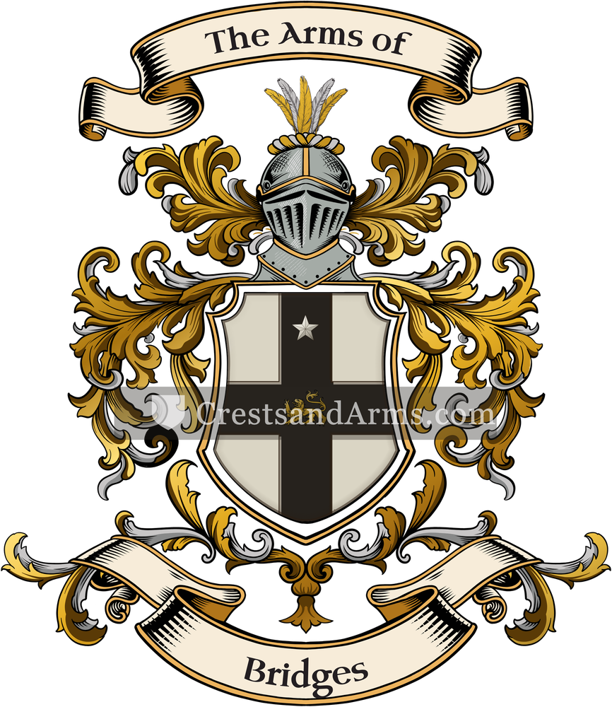 The Bridges coat of arms, drawn from the recorded blazon