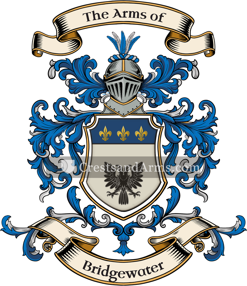 The Bridgewater coat of arms, drawn from the recorded blazon