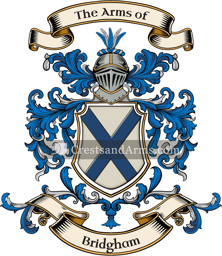 The Bridgham coat of arms, drawn from the recorded blazon