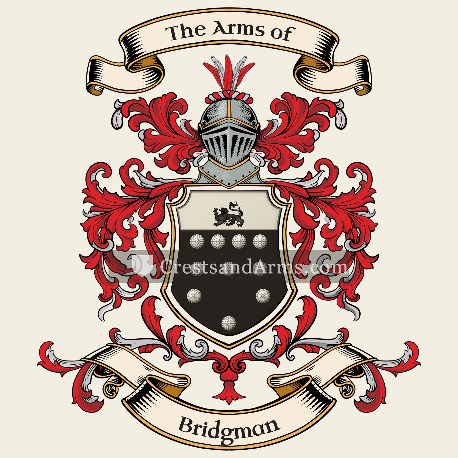 The Bridgman coat of arms, drawn from the recorded blazon