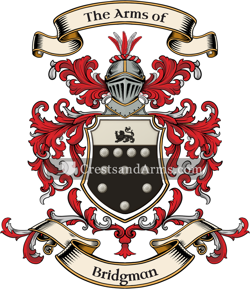 The Bridgman coat of arms, drawn from the recorded blazon
