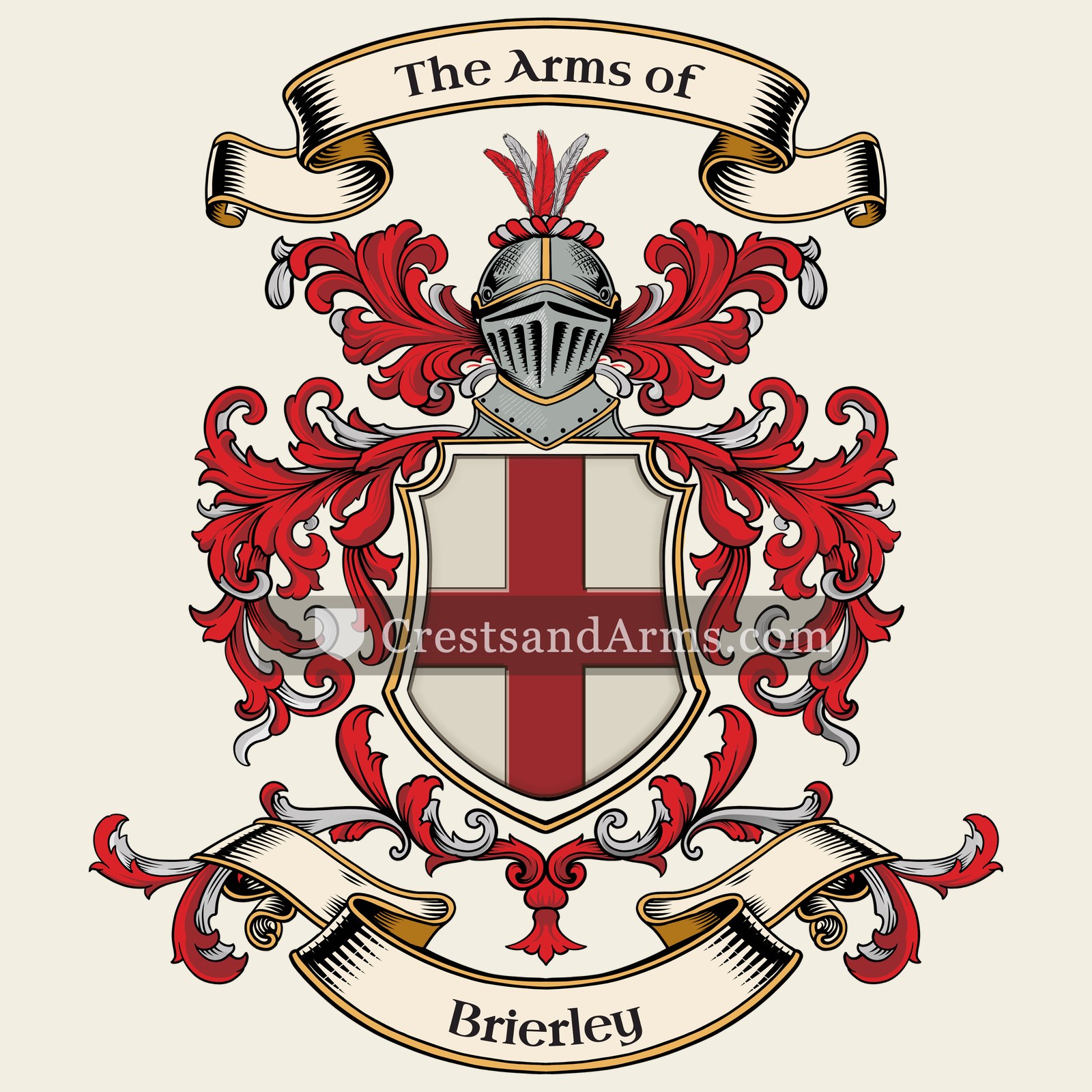 The Brierley coat of arms, drawn from the recorded blazon