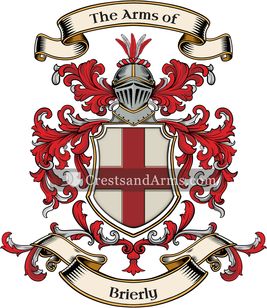 The Brierly coat of arms, drawn from the recorded blazon