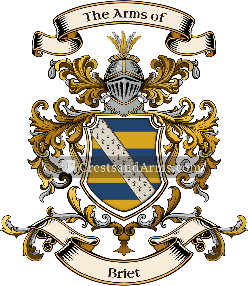 The Briet coat of arms, drawn from the recorded blazon