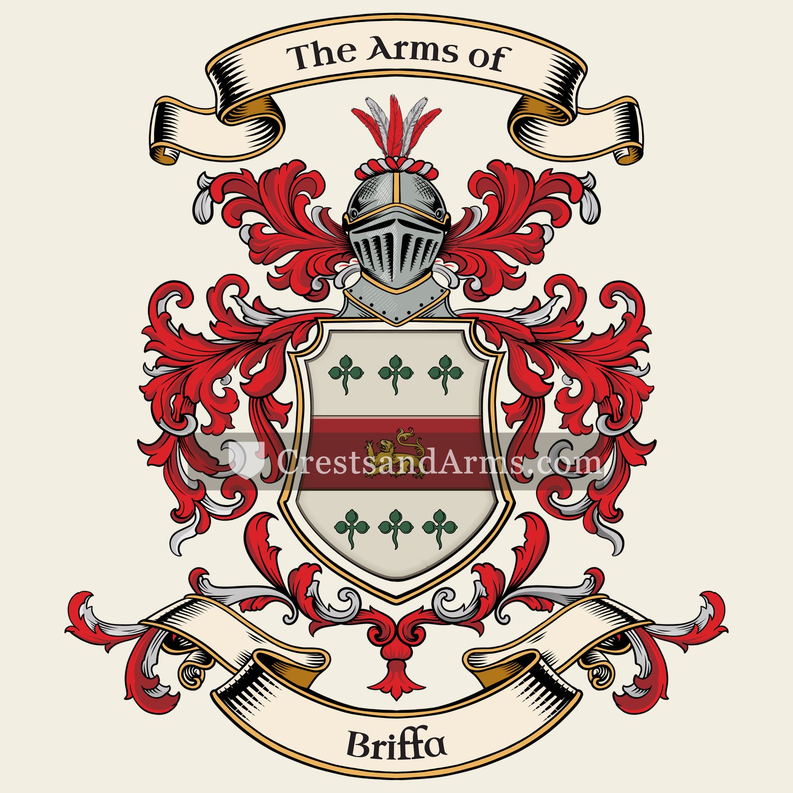 The Briffa coat of arms, drawn from the recorded blazon