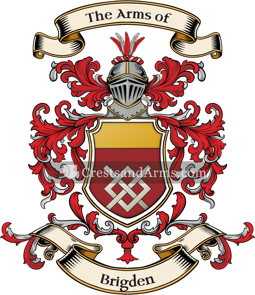 The Brigden coat of arms, drawn from the recorded blazon