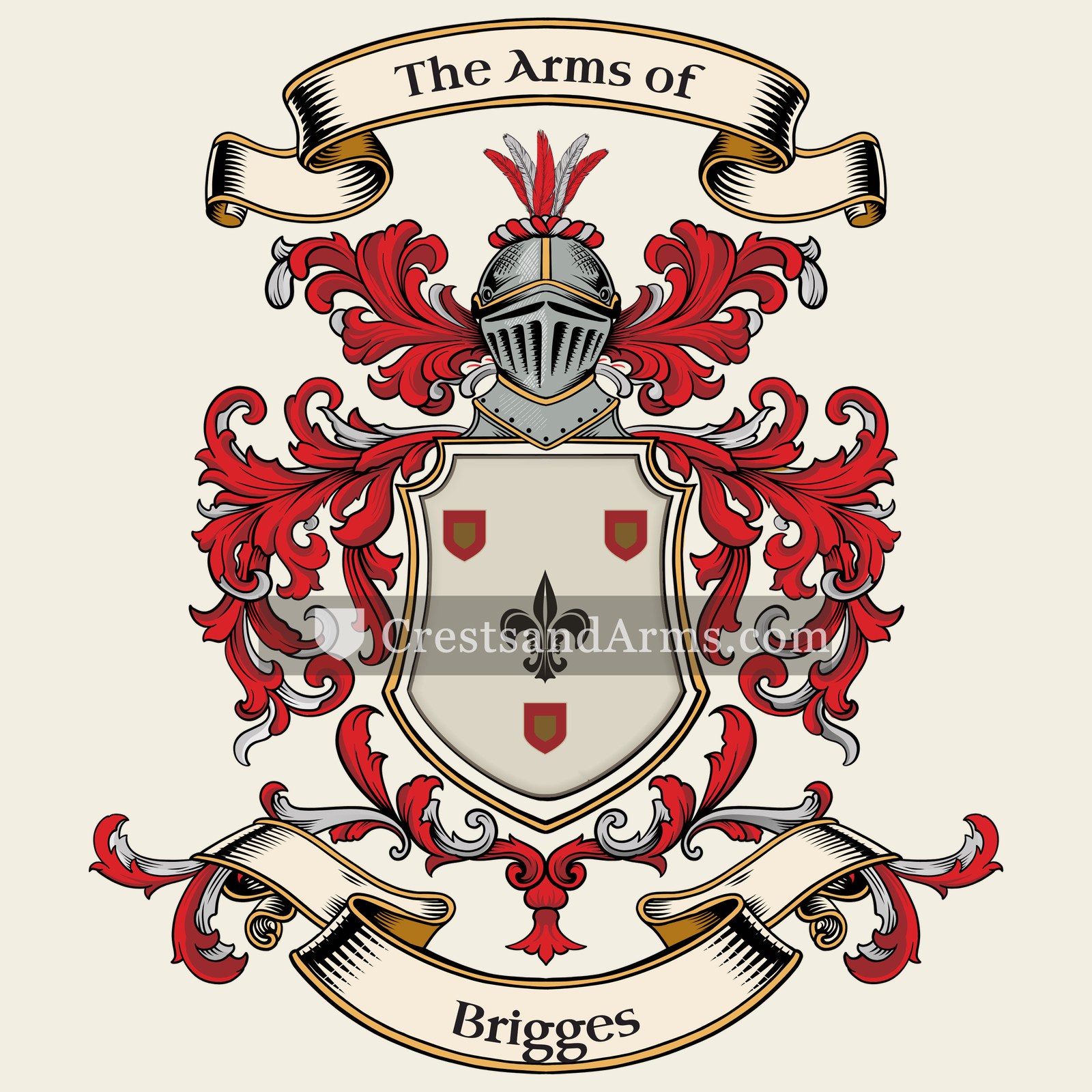 The Brigges coat of arms, drawn from the recorded blazon