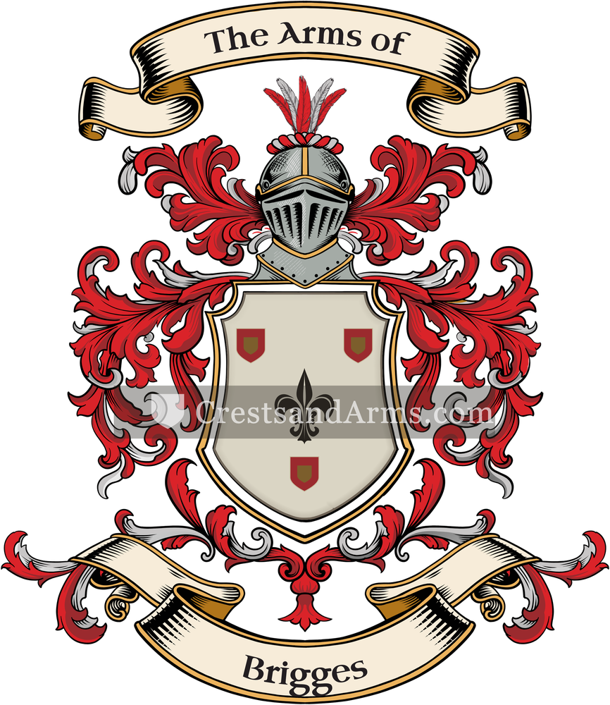 The Brigges coat of arms, drawn from the recorded blazon