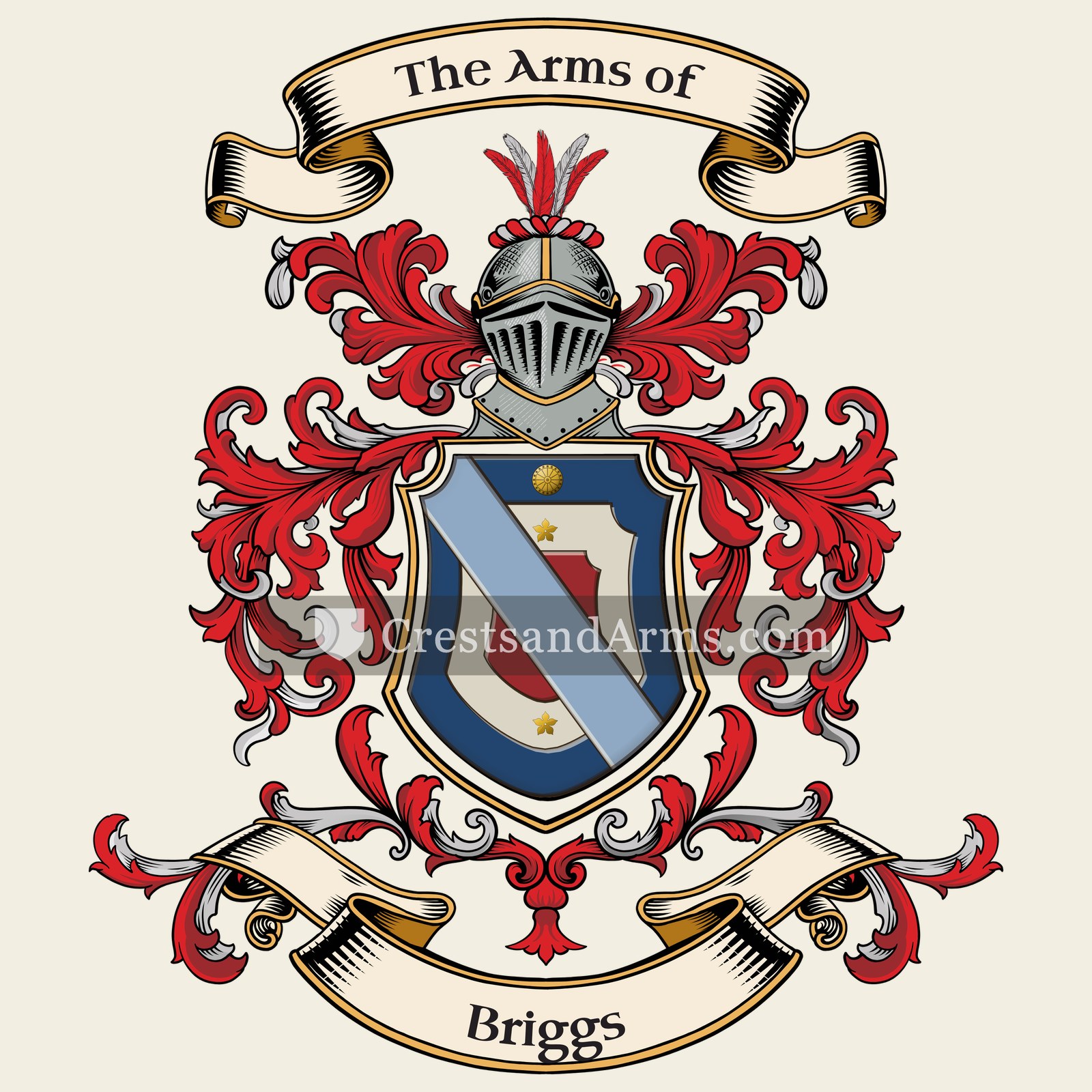 The Briggs coat of arms, drawn from the recorded blazon