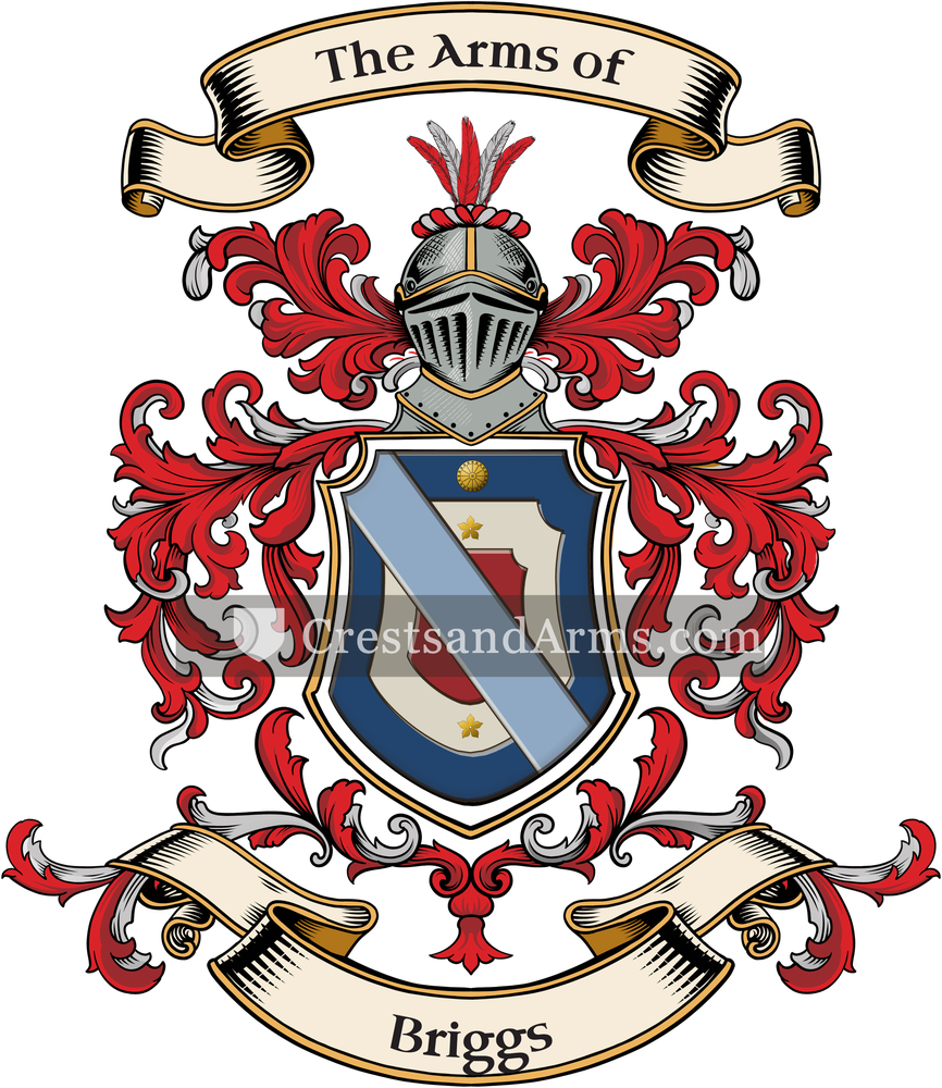 The Briggs coat of arms, drawn from the recorded blazon