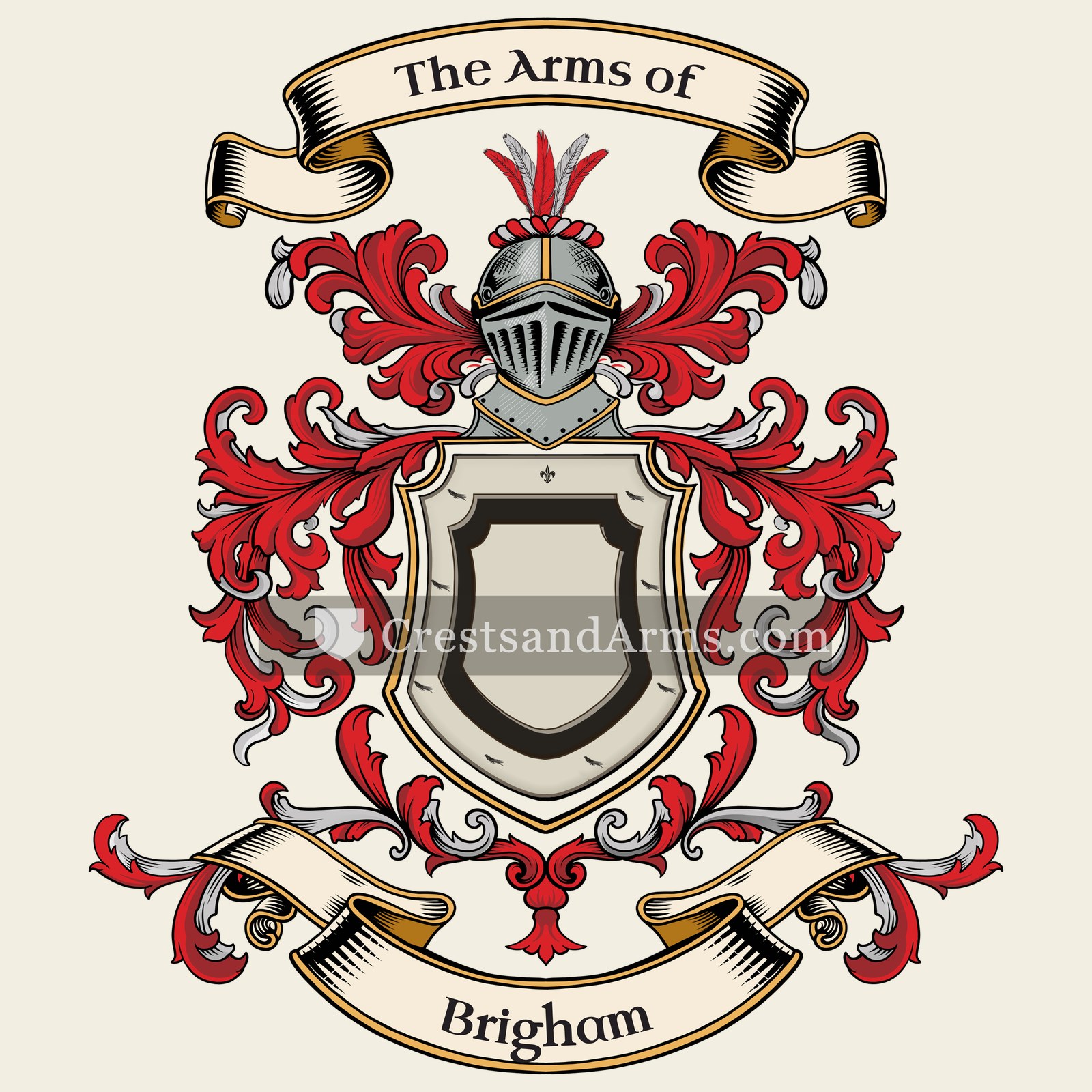 The Brigham coat of arms, drawn from the recorded blazon