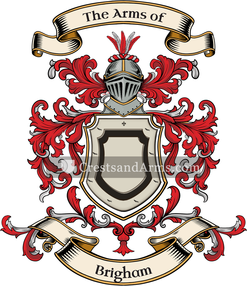The Brigham coat of arms, drawn from the recorded blazon