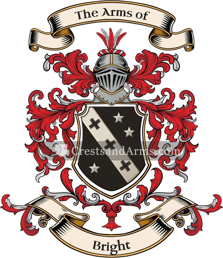 The Bright coat of arms, drawn from the recorded blazon