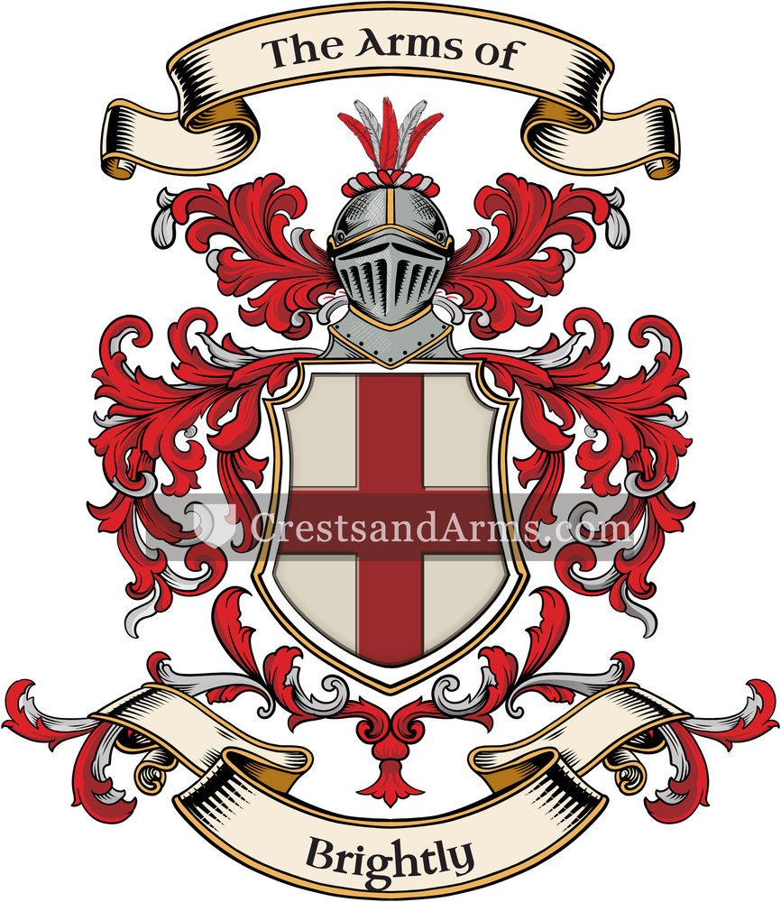 The Brightly coat of arms, drawn from the recorded blazon