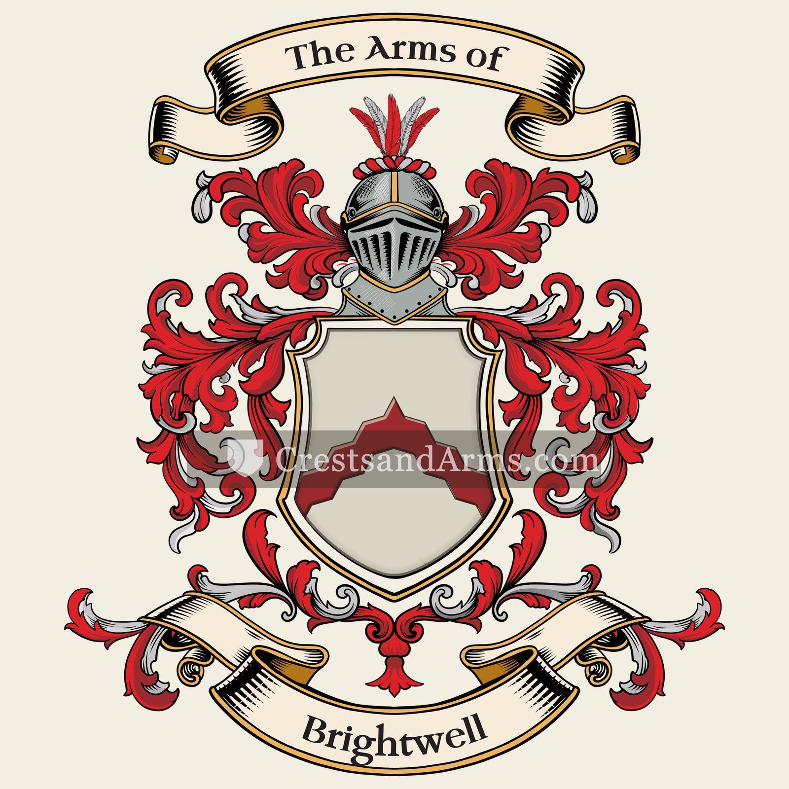 The Brightwell coat of arms, drawn from the recorded blazon