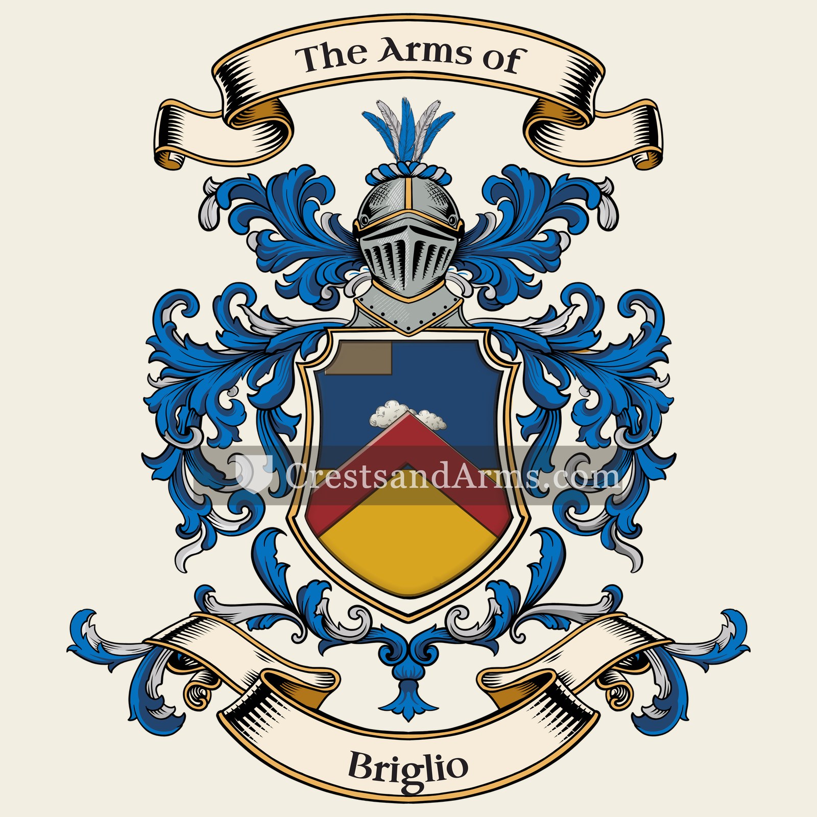 The Briglio coat of arms, drawn from the recorded blazon