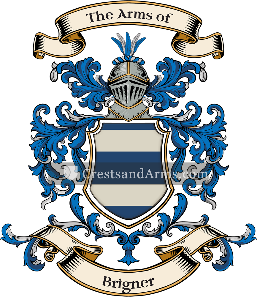 The Brigner coat of arms, drawn from the recorded blazon