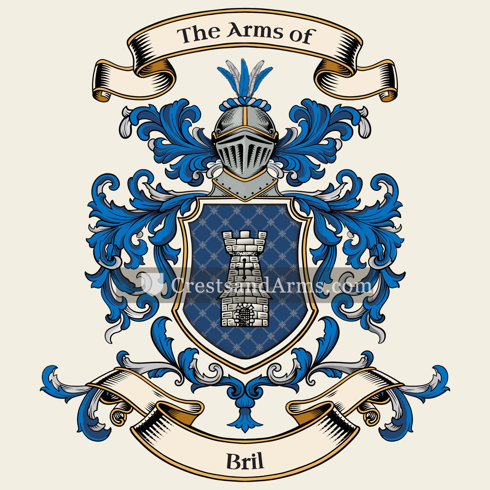 The Bril coat of arms, drawn from the recorded blazon