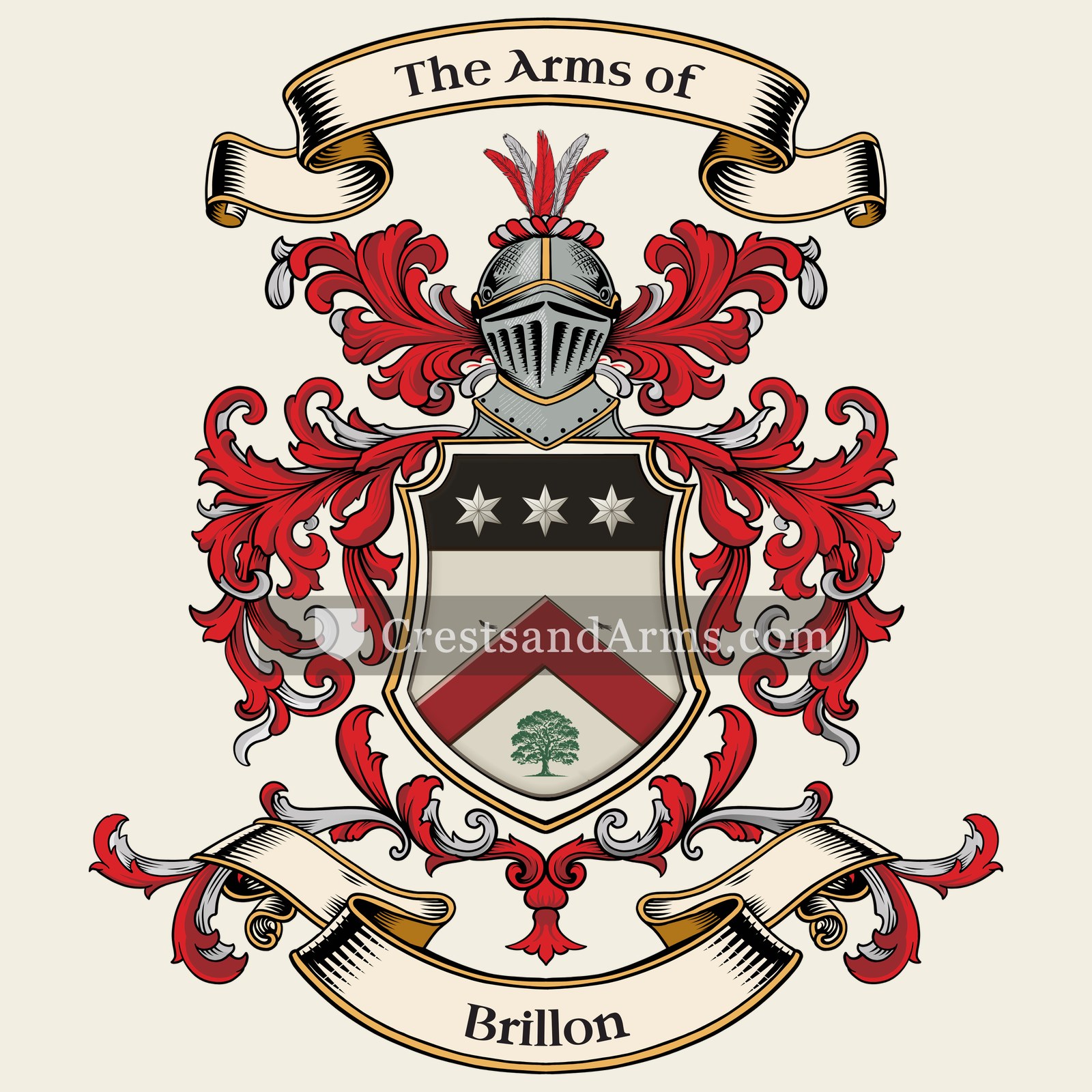 The Brillon coat of arms, drawn from the recorded blazon