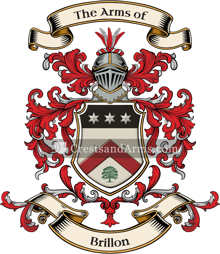The Brillon coat of arms, drawn from the recorded blazon