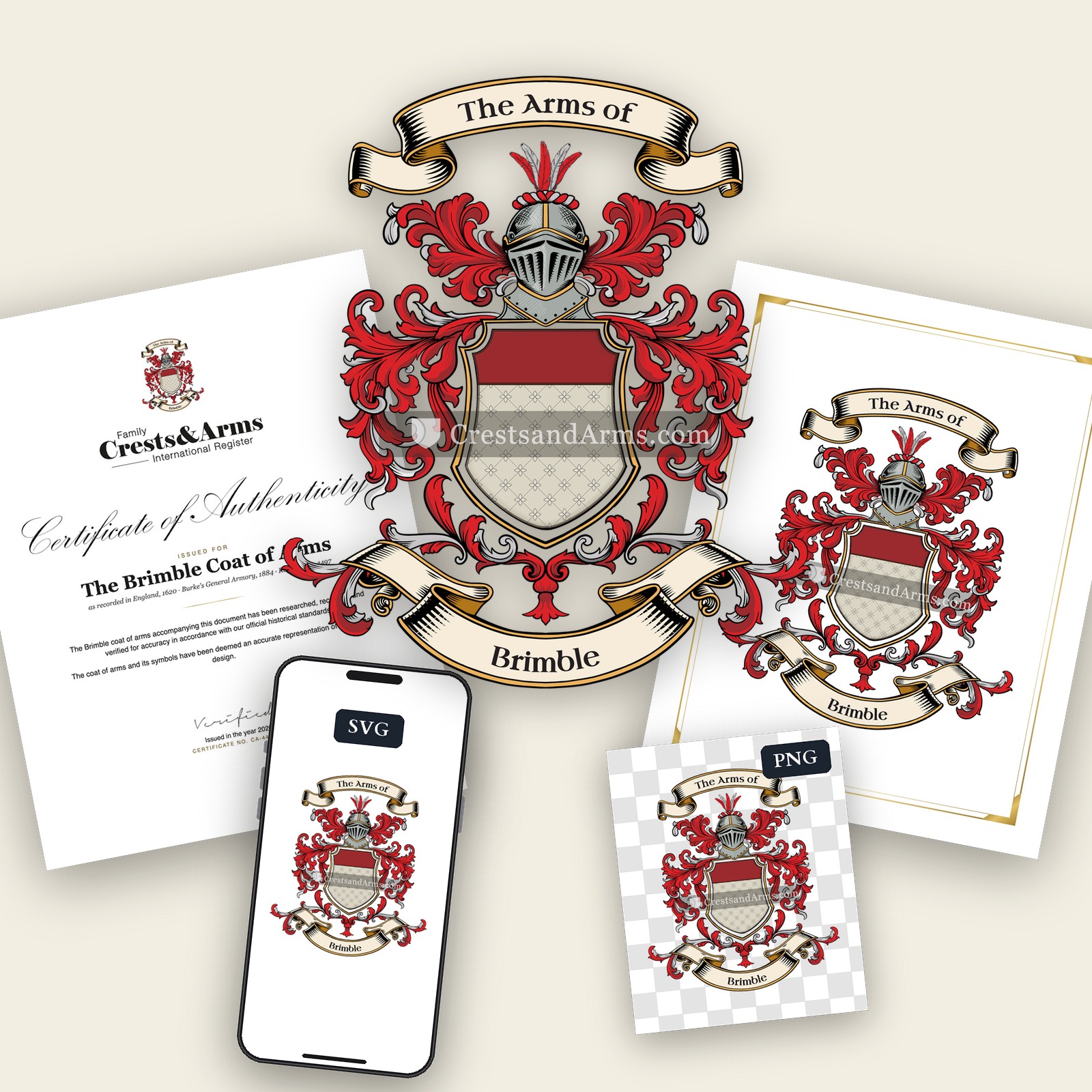 The Brimble arms on the coat of arms — digital pack