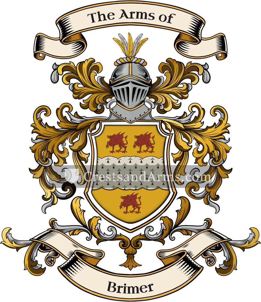 The Brimer coat of arms, drawn from the recorded blazon