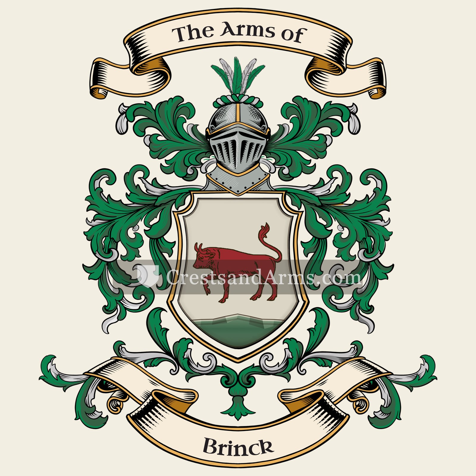 The Brinck coat of arms, drawn from the recorded blazon
