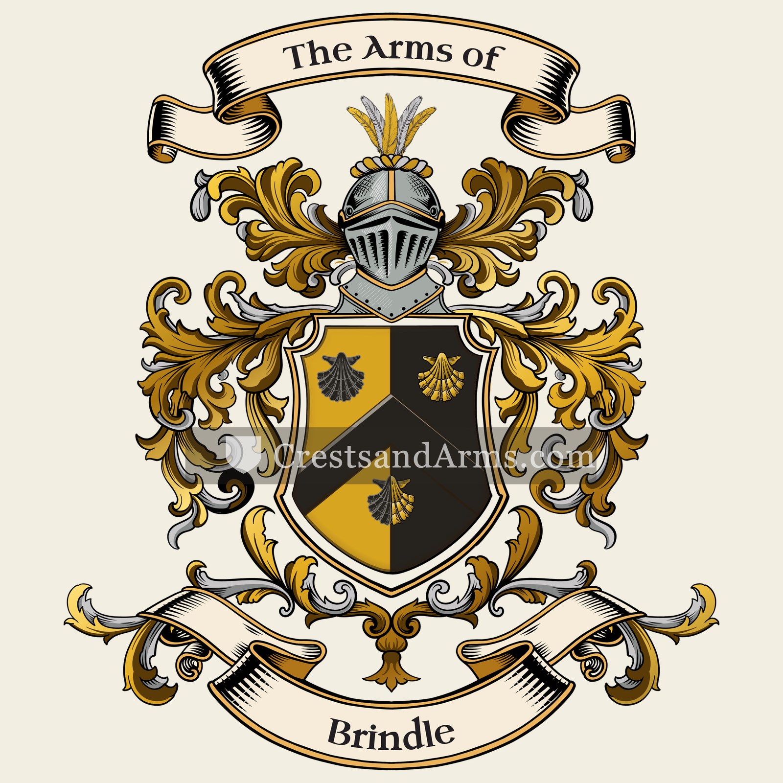 The Brindle coat of arms, drawn from the recorded blazon