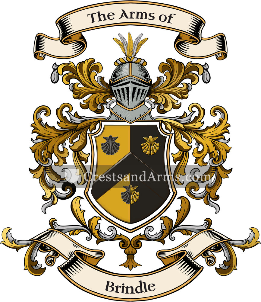 The Brindle coat of arms, drawn from the recorded blazon