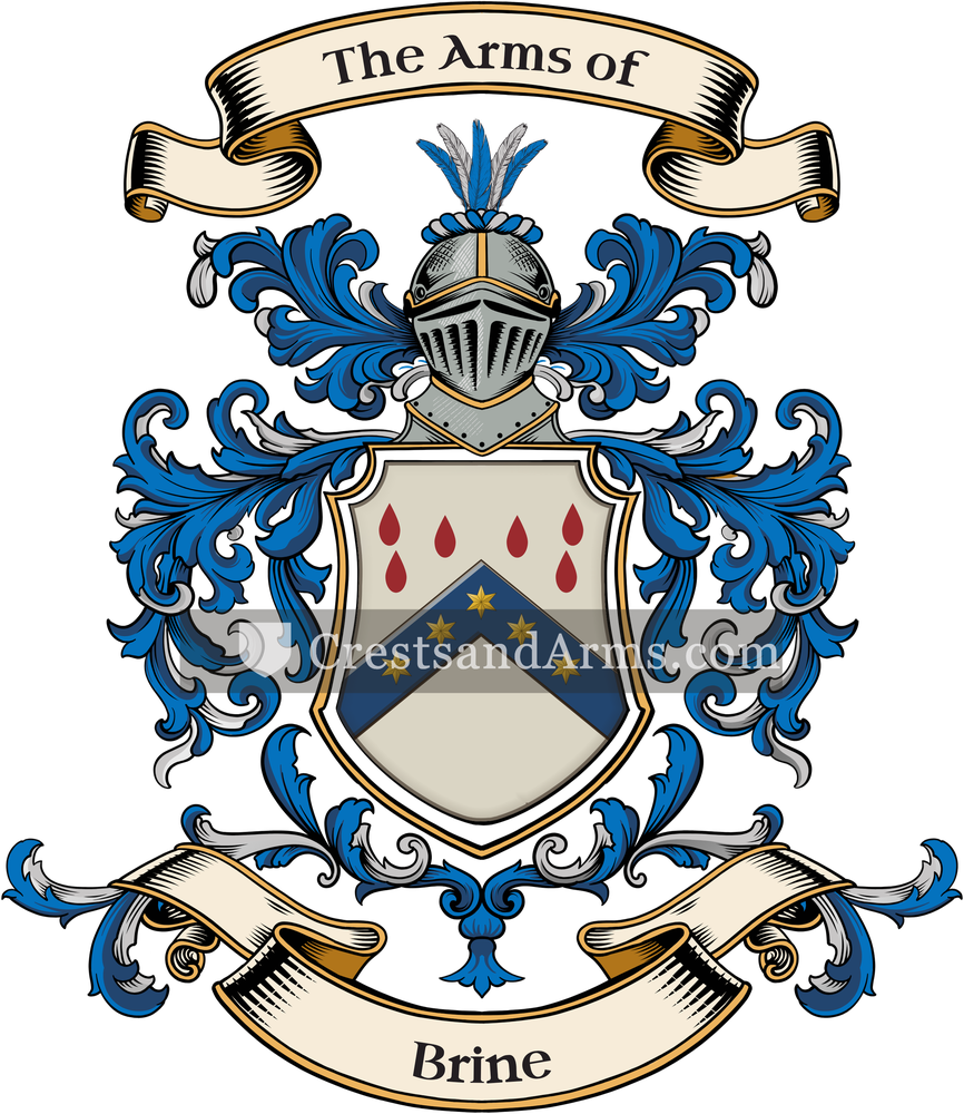 The Brine coat of arms, drawn from the recorded blazon