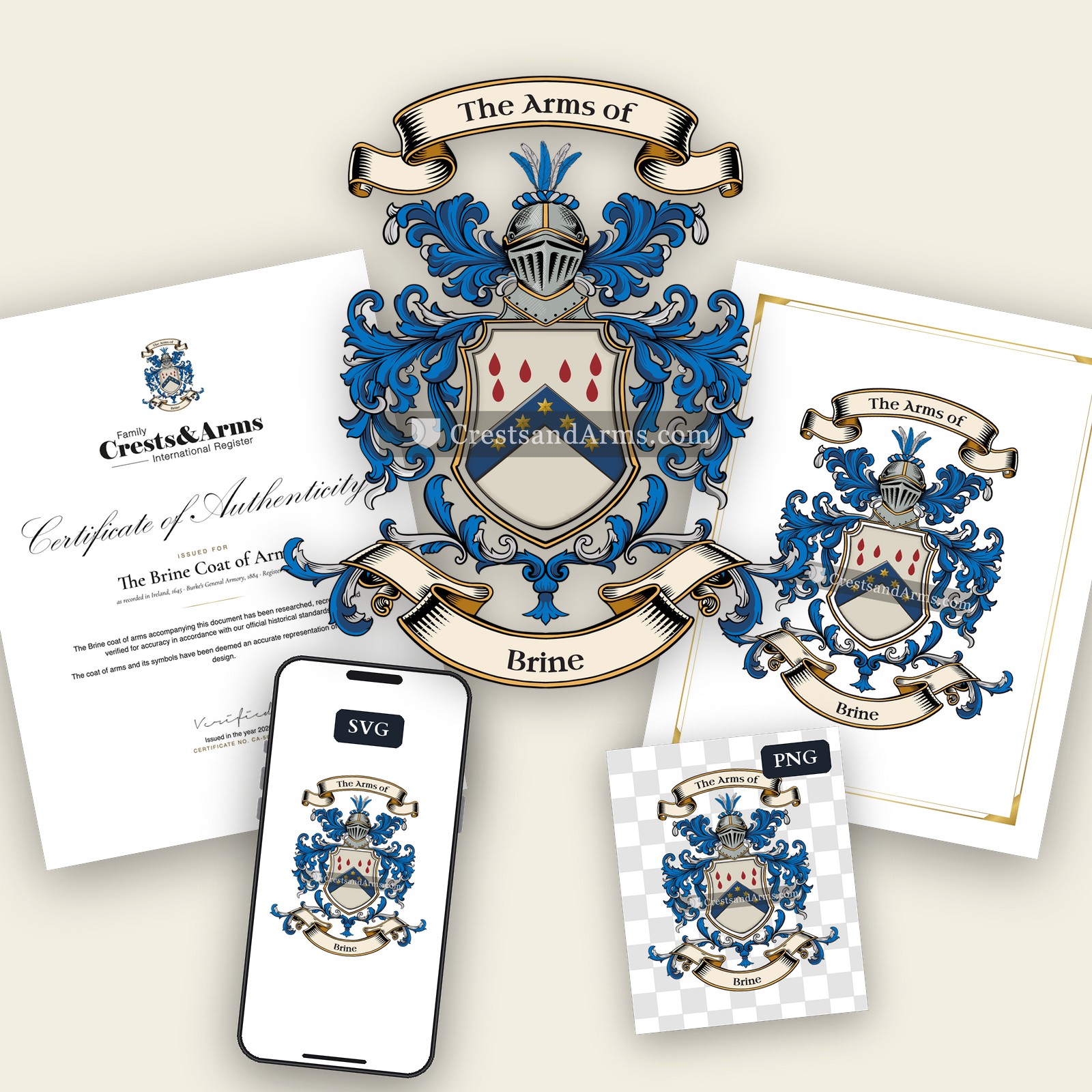 The Brine arms on the coat of arms — digital pack