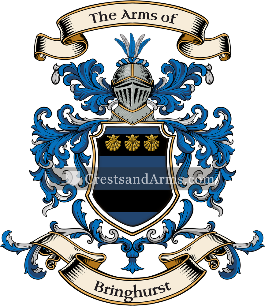 The Bringhurst coat of arms, drawn from the recorded blazon