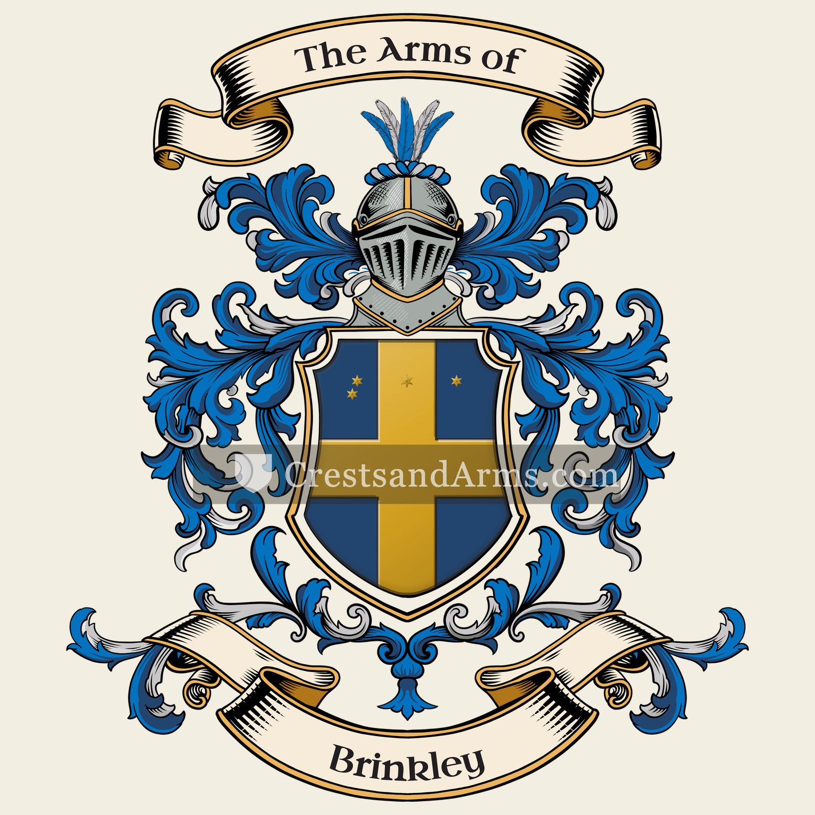 The Brinkley coat of arms, drawn from the recorded blazon