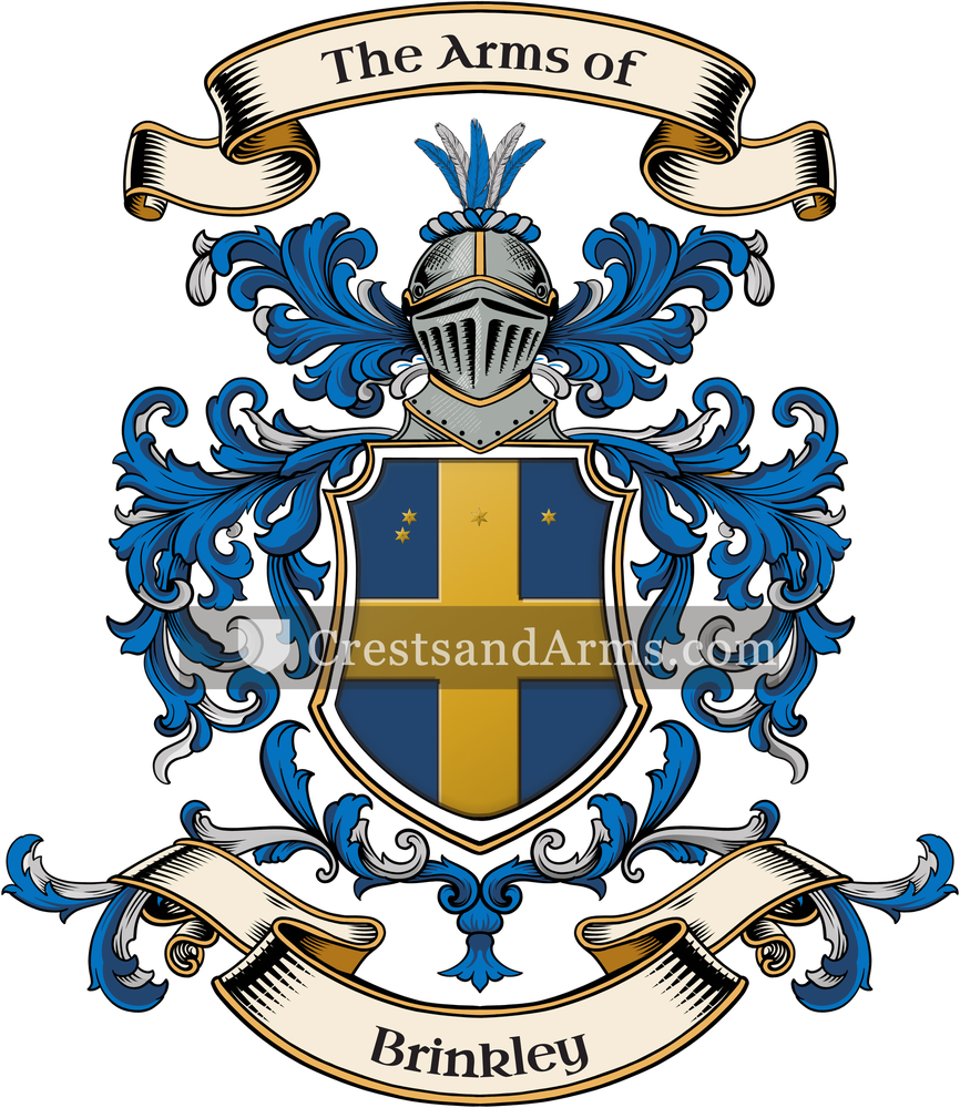The Brinkley coat of arms, drawn from the recorded blazon