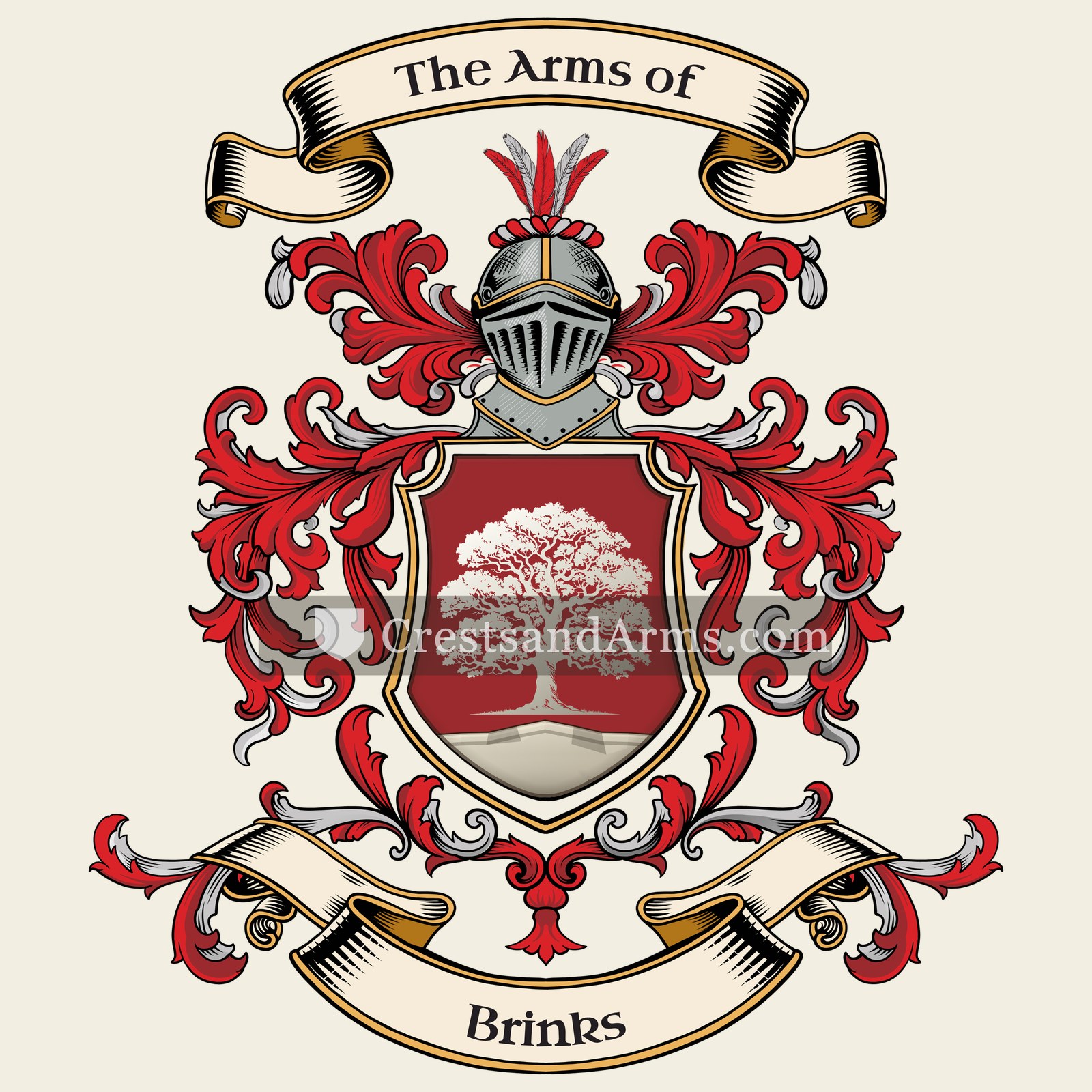 The Brinks coat of arms, drawn from the recorded blazon