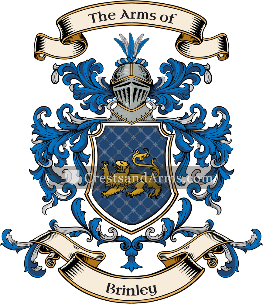 The Brinley coat of arms, drawn from the recorded blazon