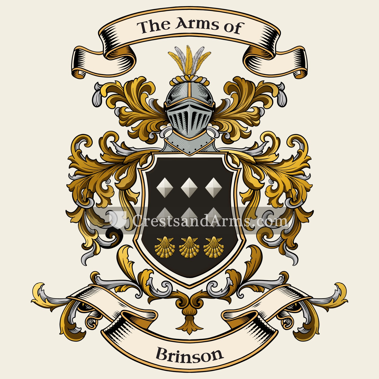 The Brinson coat of arms, drawn from the recorded blazon