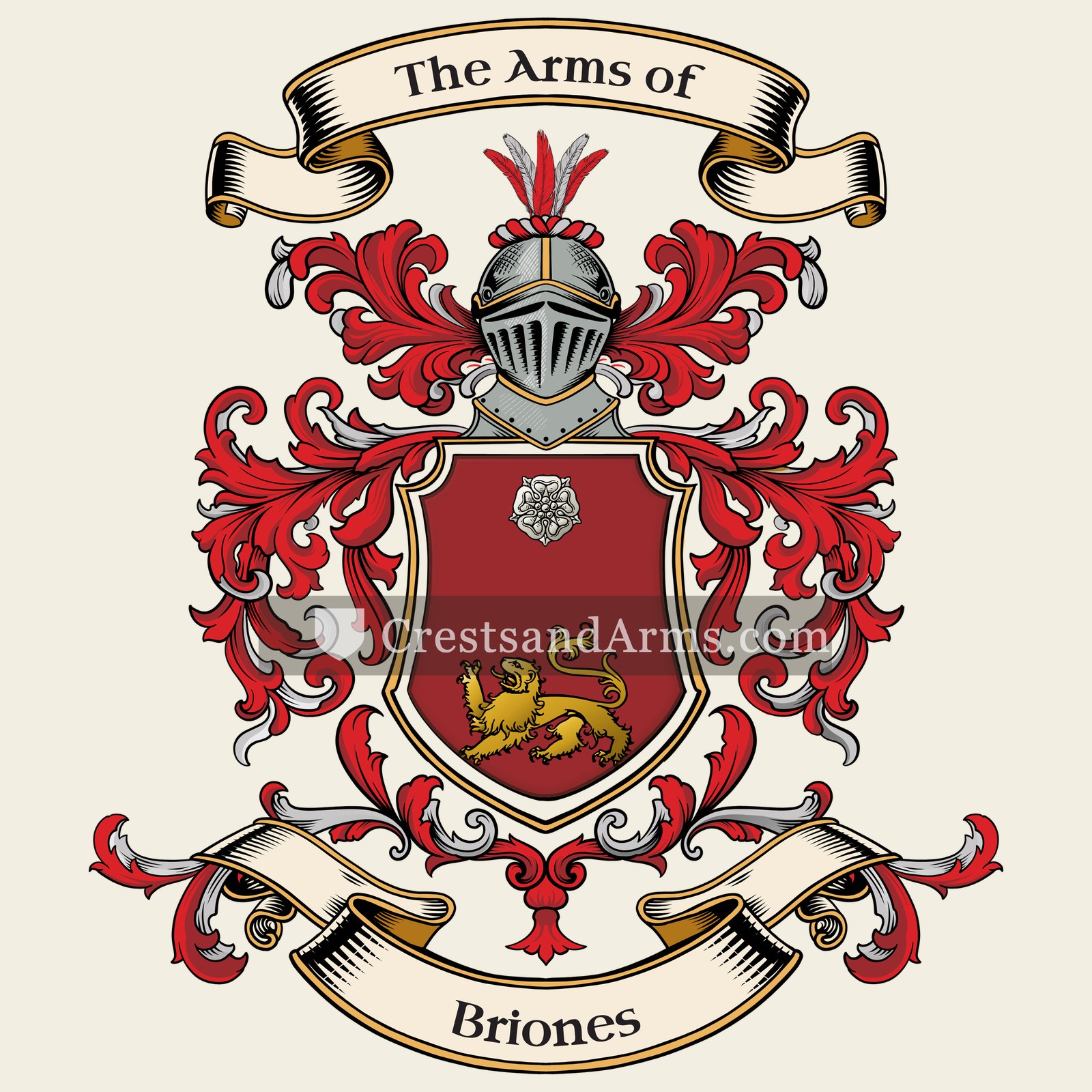 The Briones coat of arms, drawn from the recorded blazon