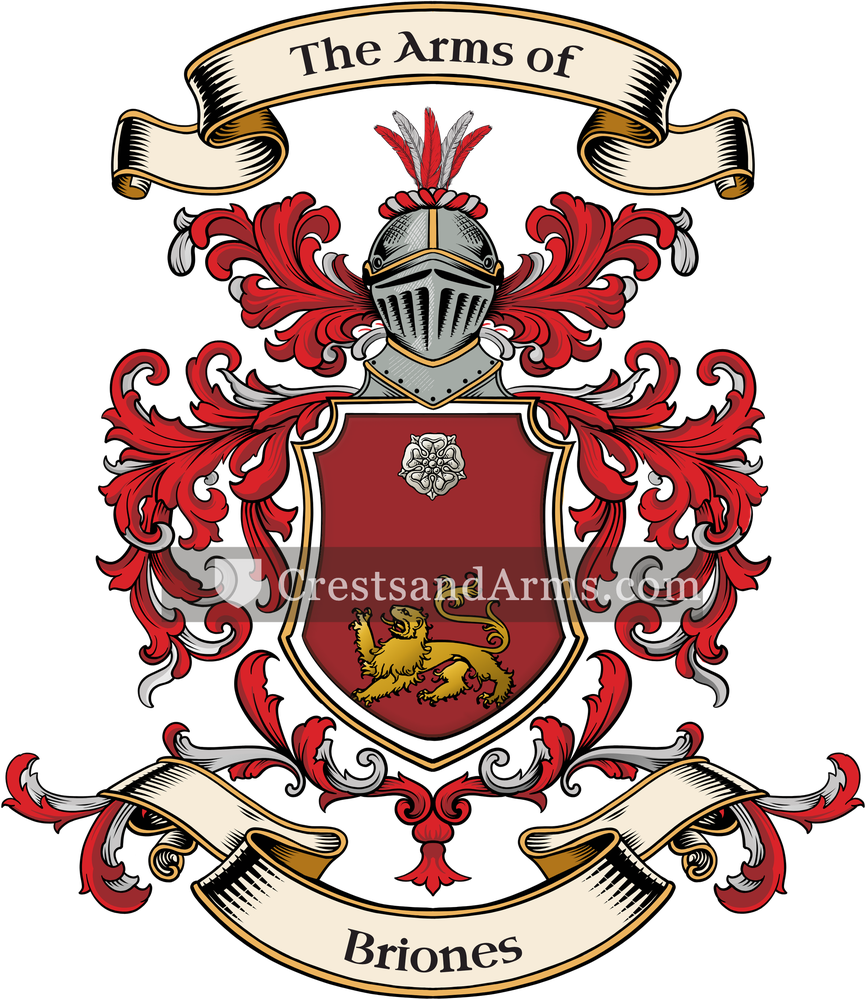 The Briones coat of arms, drawn from the recorded blazon