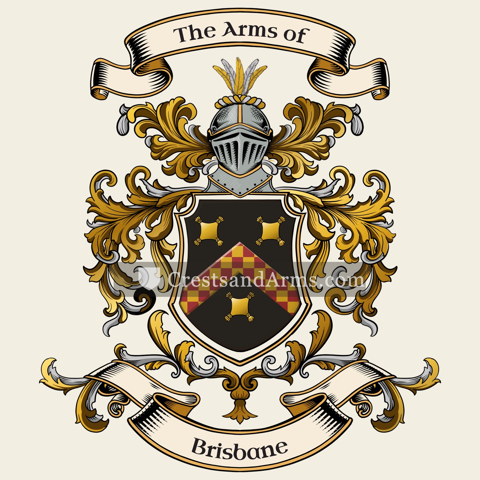 The Brisbane coat of arms, drawn from the recorded blazon