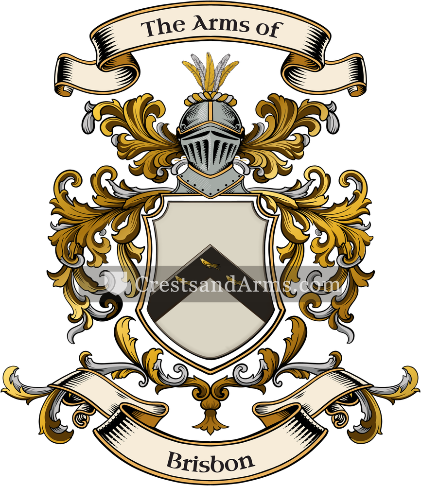 The Brisbon coat of arms, drawn from the recorded blazon