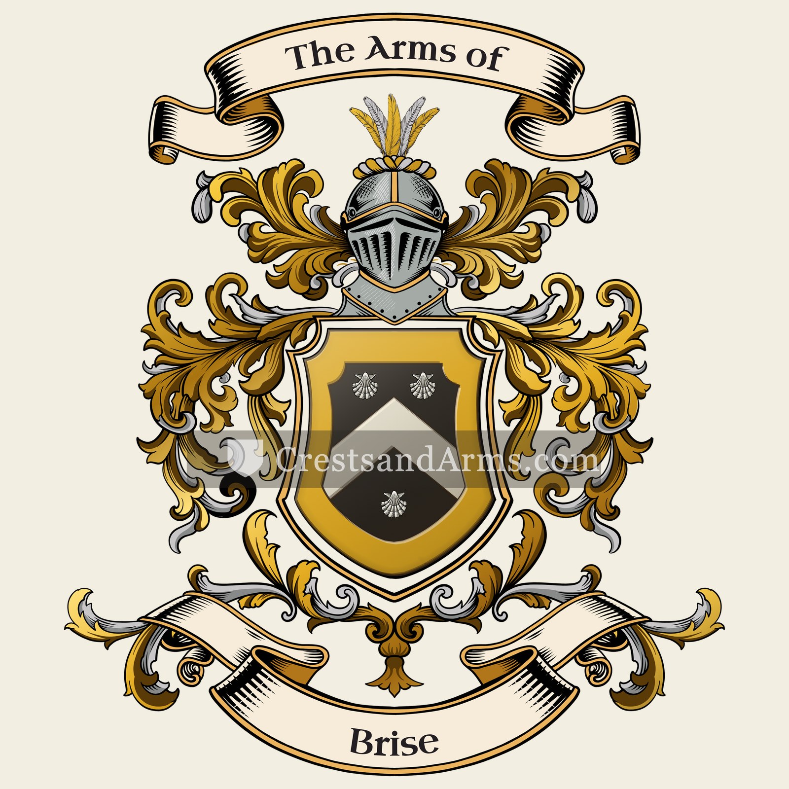 The Brise coat of arms, drawn from the recorded blazon