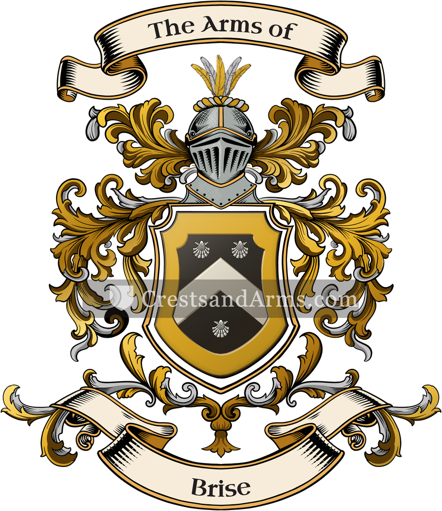 The Brise coat of arms, drawn from the recorded blazon
