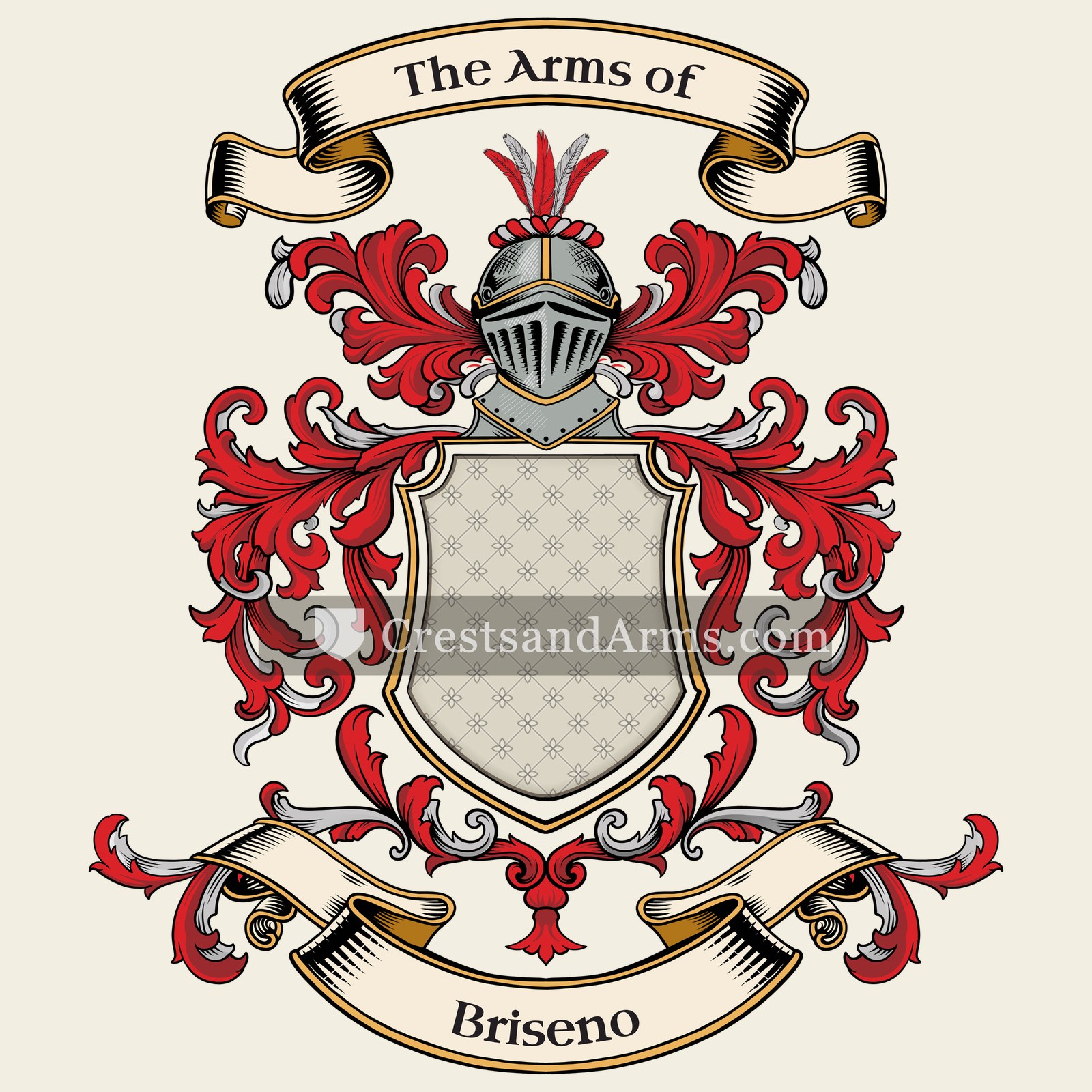 The Briseno coat of arms, drawn from the recorded blazon